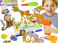 Kreatywna Mozaika ZOO W Walizce 198 el. Układanka 3D, Klocki, Wkrętarka Zestaw Konstrukcyjny
