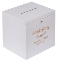 PUDEŁKO drewniane NA KOPERTY BIAŁE wesele GRAWER !