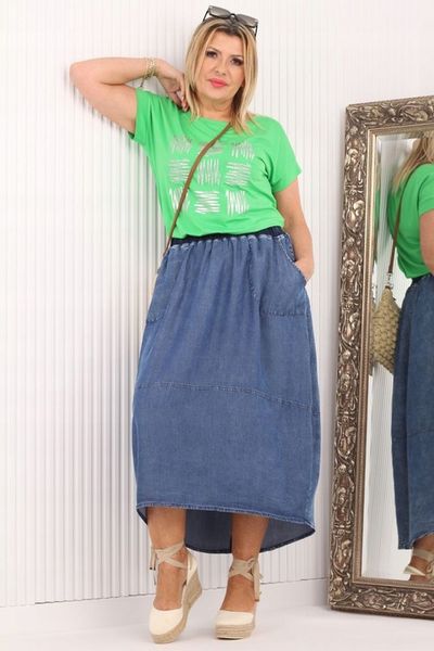Spódnica jeansowa plus size wysoki stan maxi 62 zdjęcie 5