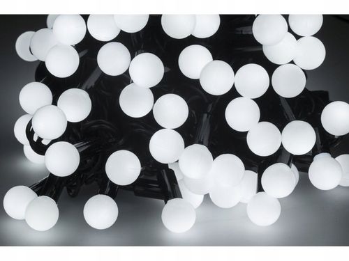 LAMPKI choinkowe KULKI FLASH BIAŁE ZIMNE kuleczki 100 LED 9m WODOODPORNE na Arena.pl