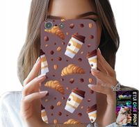 ETUI DO IPHONE 5 / 5S / 5C - CASE Z KAWĄ ROGALIKAMI I ZIARNAMI W TLE