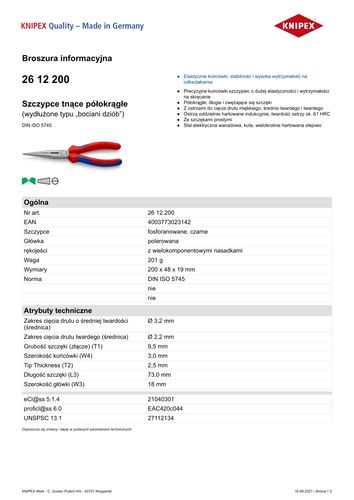 szczypce fosforanowane czarne, główka polerowana 200mm - kn 26 12 200 na Arena.pl