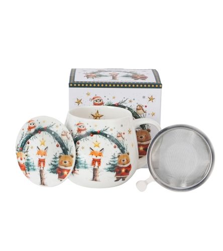 KUBEK Z ZAPARZACZEM POKRYWKĄ DUO ŚWIĘTA LAS CHRISTMAS CUTIES 2 430 ML na Arena.pl