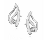 Delikatne rodowane srebrne kolczyki płomienie z cyrkoniami srebro 925 Z1129E