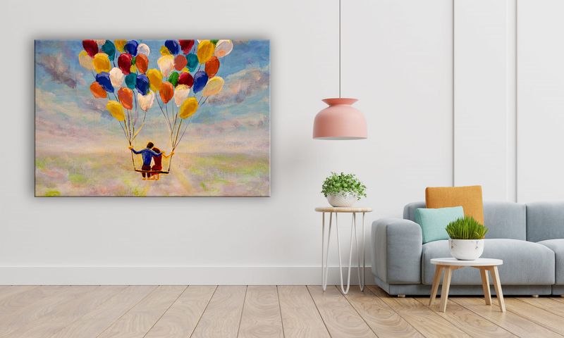 OBRAZ NA PŁÓTNIE 078 Para na balonach 40x30cm zdjęcie 5