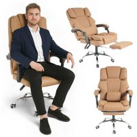 fotel biurowy obrotowy master prestige, podnóżek i masażer ecoskóra kawowy