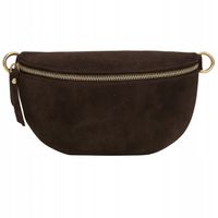 Zamszowa Nerka Saszetka LAURA BIAGGI Skóra Naturalna Brązowa Czekoladowa