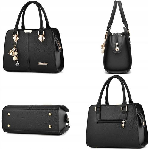 SKÓRZANA POJEMNA TORBA SHOPPER NA RAMIĘ DAMSKA MIELSKA TOREBKA BRELOK na Arena.pl