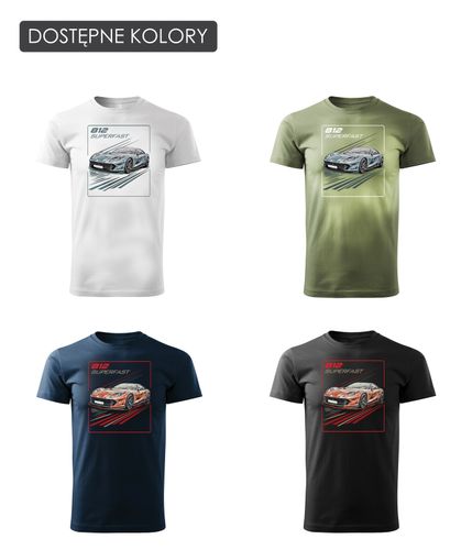 Koszulka z samochodem Ferrari 812 Superfast męska biała REGULAR XXL na Arena.pl