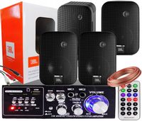 4 KOLUMNY NAŚCIENNE SUFITOWE NATYNKOWE JBL WZMACNIACZ BLUETOOTH USB SD AUX