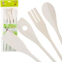 Zestaw Przyborów Kuchennych Drewniane Do Kuchni Łyżka Szpatułki 4 El