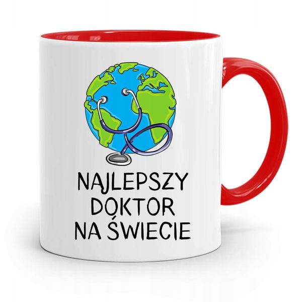 Kubek Czerwony Dla Doktora Najlepszy Na Świecie Z Nadrukiem Ze Zdjęciem zdjęcie 1