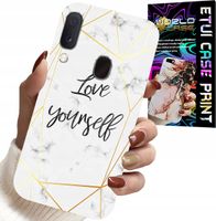 ETUI DO SAMSUNG GALAXY A20E - BIAŁY MARMUREK W ZŁOTE RAMKI LOVE YOU
