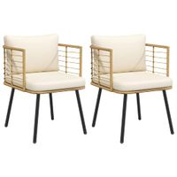 Krzesła ogrodowe 2 szt. z poduszkami Naturalny polirattan