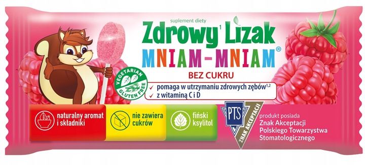 ZDROWY LIZAK MNIAM-MNIAM MALINA BEZ CUKRU 40szt zdjęcie 2