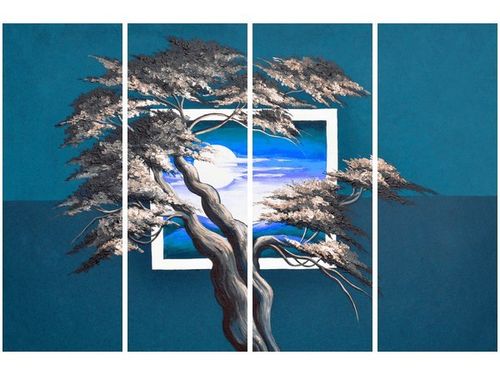 120CM 80 OBRAZ 4 ELEM LAZUROWY ZACHÓD SŁOŃCA ŚCIENNY na Arena.pl