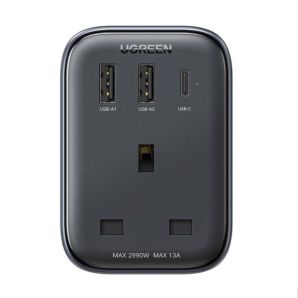 Adapter podróżny UK na EU UGREEN CD314 2xUSB-A, 1xUSB-C zdjęcie 1
