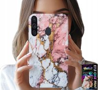 ETUI DO SAMSUNG GALAXY A21 - RÓŻOWO BIAŁY MARMUREK, KAMIENNE WZORY