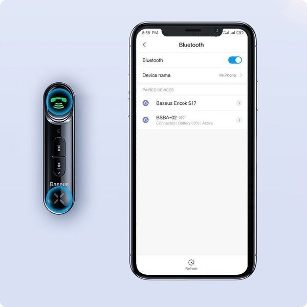 Baseus,Transmiter samochodowy odbiornik adapter BLUETOOTH MINI - JACK AUX zdjęcie 15