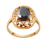 pierścionek ażurowy z czarną cyrkonią w złocie 333