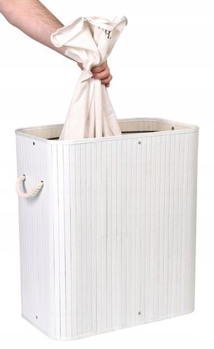KOSZ BAMBUSOWY NA PRANIE BIELIZNĘ DWUKOMOROWY POJEMNIK Z PODZIAŁEM 100L na Arena.pl