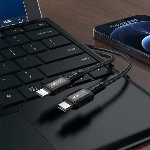 kabel przewód mfi do iphone usb-c - lightning 30w 3a 1.2m czarny na Arena.pl