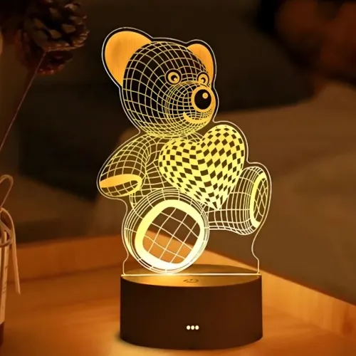 Lampka Nocna Prezent Miś 3D Illusion do Sypialni dla Dzieci Biurkowa USB na Arena.pl