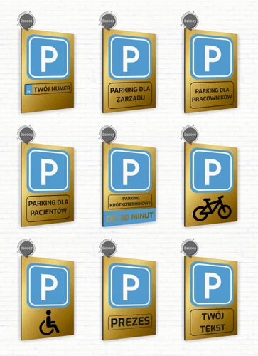 Tabliczka znak informacyjny 40x30 Złota PARKING DLA PREZESA Nierdzewna na Arena.pl