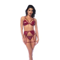 coquette zestaw trzyczęściowy m winylowy ciemnoczerwony gloss m