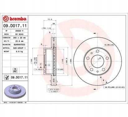TARCZA HAM PRZOD 280X28 V BREMBO na Arena.pl