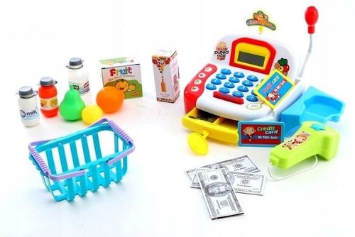 DUŻA Interaktywna Kasa Sklepowa Koszyk Produkty SKANER MIKROFON BILON KARTY na Arena.pl