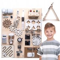 Tablica manipulacyjna Sensoryczna Montessori DUŻA XXL Imię GRATIS | Stojąca