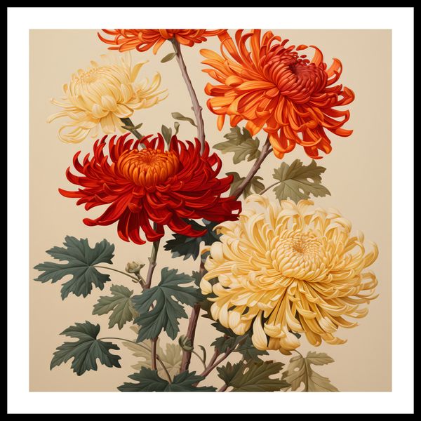 Plakat 50x50cm Tańczące Chryzantemy zdjęcie 3