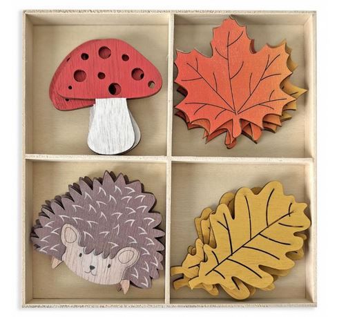 KSZTAŁTY Z DREWNA LAS 7 CM 16 SZT DPDN-203 MULTIKOLOR DP CRAFT zdjęcie 1