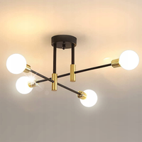LAMPA SUFITOWA WISZĄCA NOWOCZESNE CZARNA ŻYRANDOL ZŁOTY E27 DO KUCHNI
