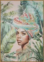 Obraz ręcznie malowany afrykańska kobieta 70X100 zielony