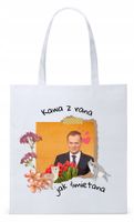 Donald Tusk Platforma Torba Eco Biała Shopper Z Nadrukiem Ze Zdjęciem