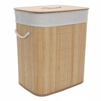 KOSZ NA PRANIE BAMBUSOWY BEŻOWY 60L Z WYJMOWANYM WORKIEM 40 X 30 X 50 CM