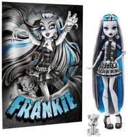 Monster High Lalka Reel Drama Straszny Seans Frankie Stein Black & White