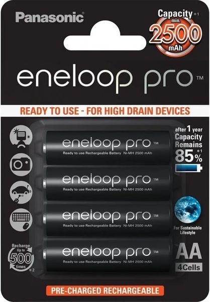 4x PANASONIC ENELOOP PRO 2550 mAh R6 AA JAPAN zdjęcie 2