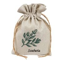 Lniany Woreczek na Zioła z Haftem Szałwia– Naturalna Elegancja