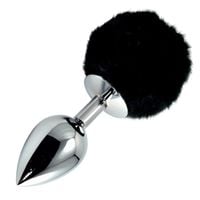 Owalny Korek Analny Ze Stali Z Czarnym Puszkiem