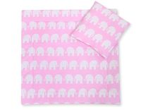 Pościel do wózka z wypełnieniem kołderka i poduszka - Słonie różowe