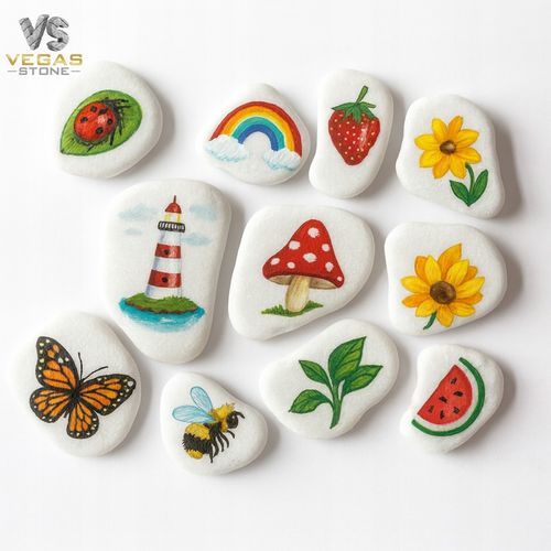 KAMIENIE DO MALOWANIA DLA DZIECI BIAŁE PŁASKIE 4-6CM GŁADKIE ZESTAW na Arena.pl