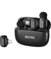 BOYA Mini-12 bezprzewodowy mikrofon krawatowy 2,4GHz Lightning+USB-C czarny