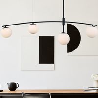 Modernistyczna LAMPA wisząca SENAI PND-31322-4A-SB Italux metalowa OPRAWA szklane kule zwis czarny