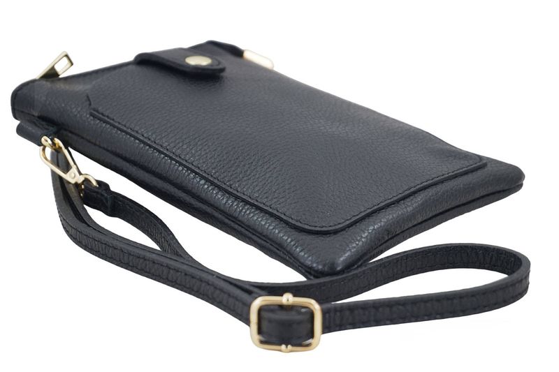 Torebka skórzana / etui na telefon - Czarne zdjęcie 3