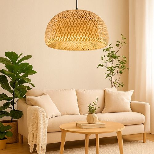 Lampa sufitowa LED wisząca żyrandol E27 oprawa pleciona 38cm boho na Arena.pl