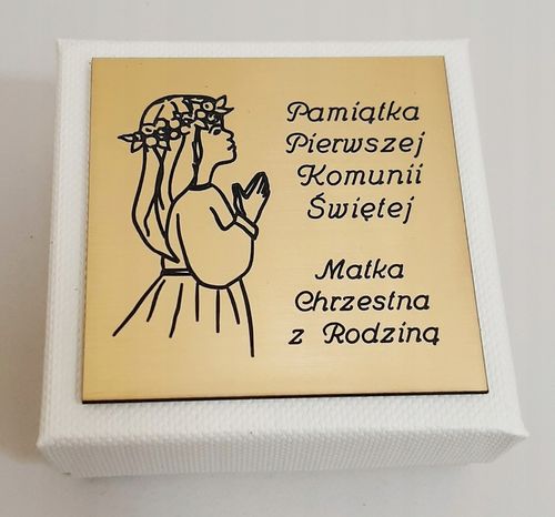 Złoty komplet ANIOŁEK ANIOŁ SREBRO KOMUNIA GRAWER na Arena.pl