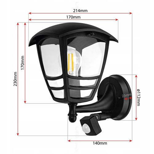 Lampa elewacyjna ogrodowa kinkiet zewnętrzny CZUJNIK RUCHU ZMIERZCHU na Arena.pl